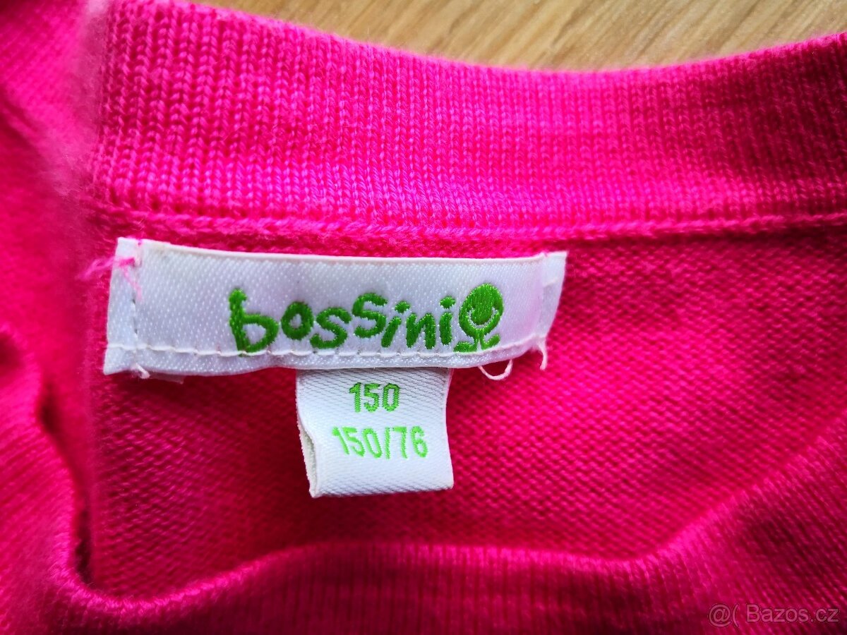 Svetr růžový se srdíčky - vel. 150 - 9-10 let-značka Bossini - 2