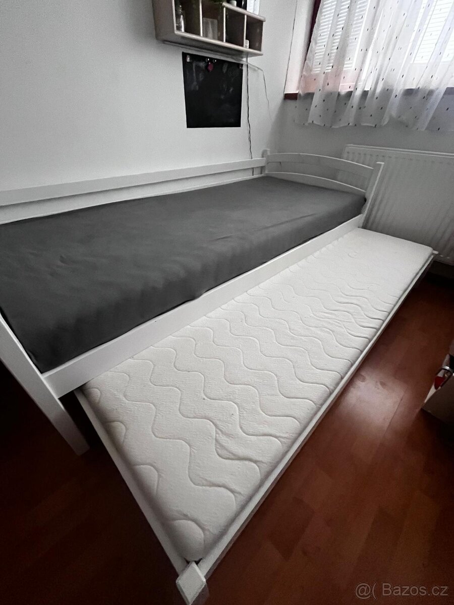 Bílá rozkládací postel s úložným prostorem 90 x 200 cm - 2