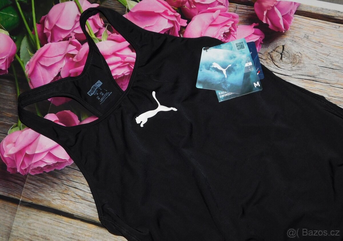 Dámské jednodílné černé sportovní plavky Puma - 2