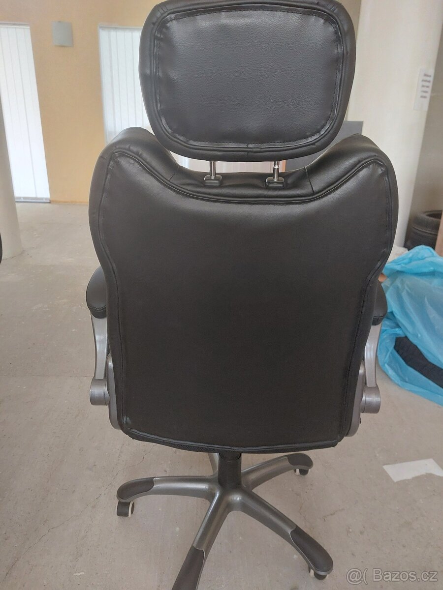 KANCELÁŘSKÉ KŘESLO, vzhled kůže, černá, barvy stříbra - 2