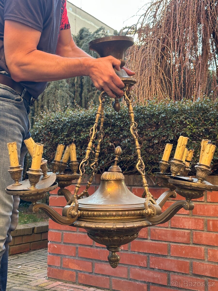 Mosazný starožitný lustr - 2
