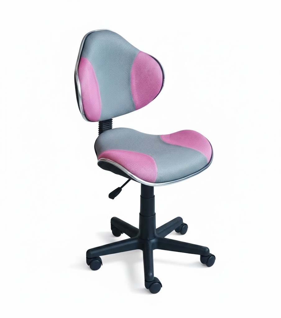 Dětská otočná židle FLASH šedá/růžová - 2