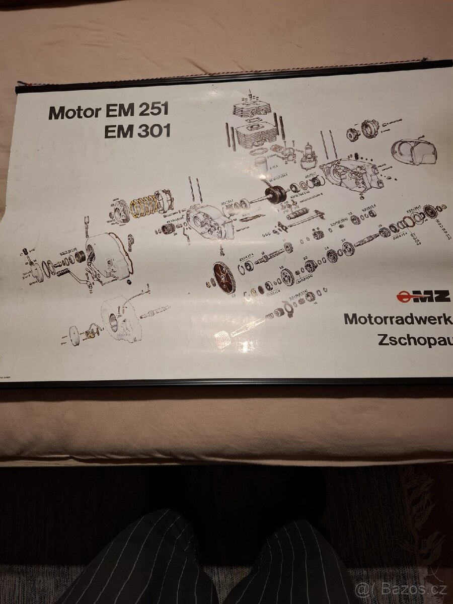 Schema konstrukce motoru MZ 125/150, MZ 251/301 - 2