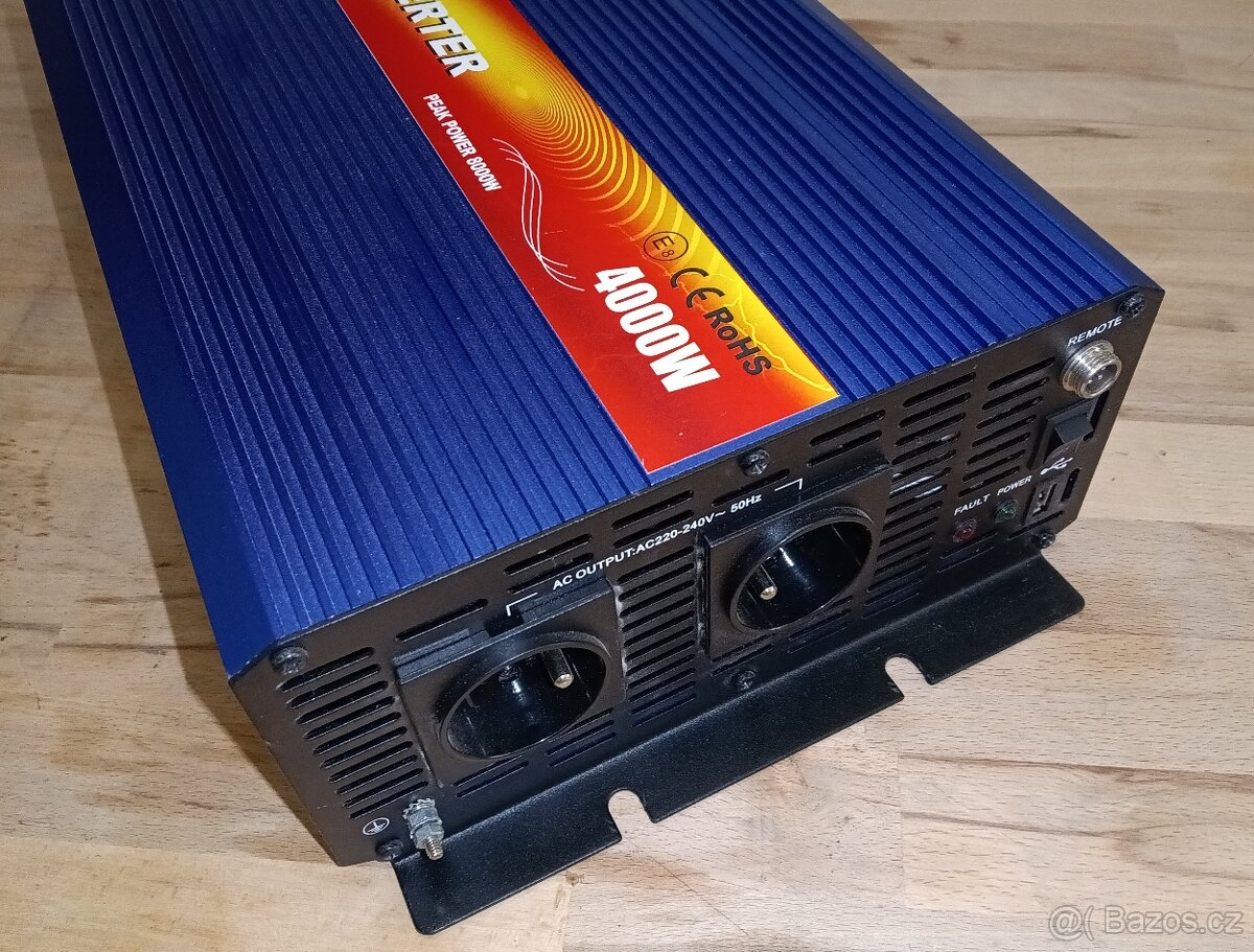 Měnič napětí 24V/230V 4000W, CARSPA - čistý sinus - 2