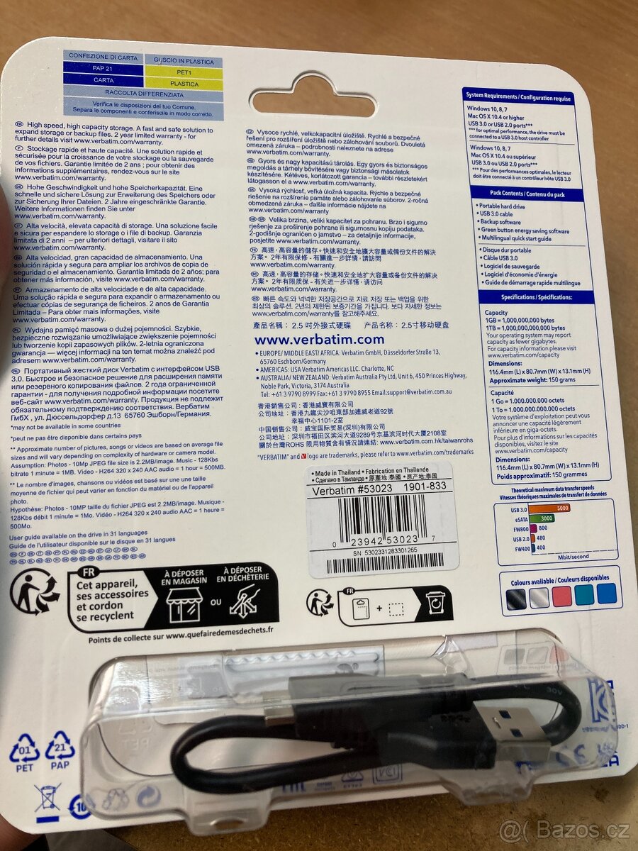 Verbatim USB HDD 1TB - černý - 2