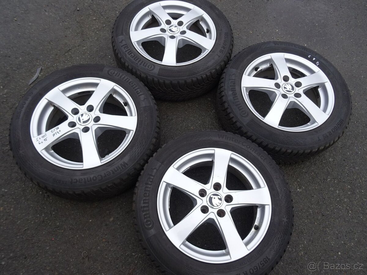 Alu disky na Škoda Fabia, 15", 5x100,ET 38, zimní sada - 2