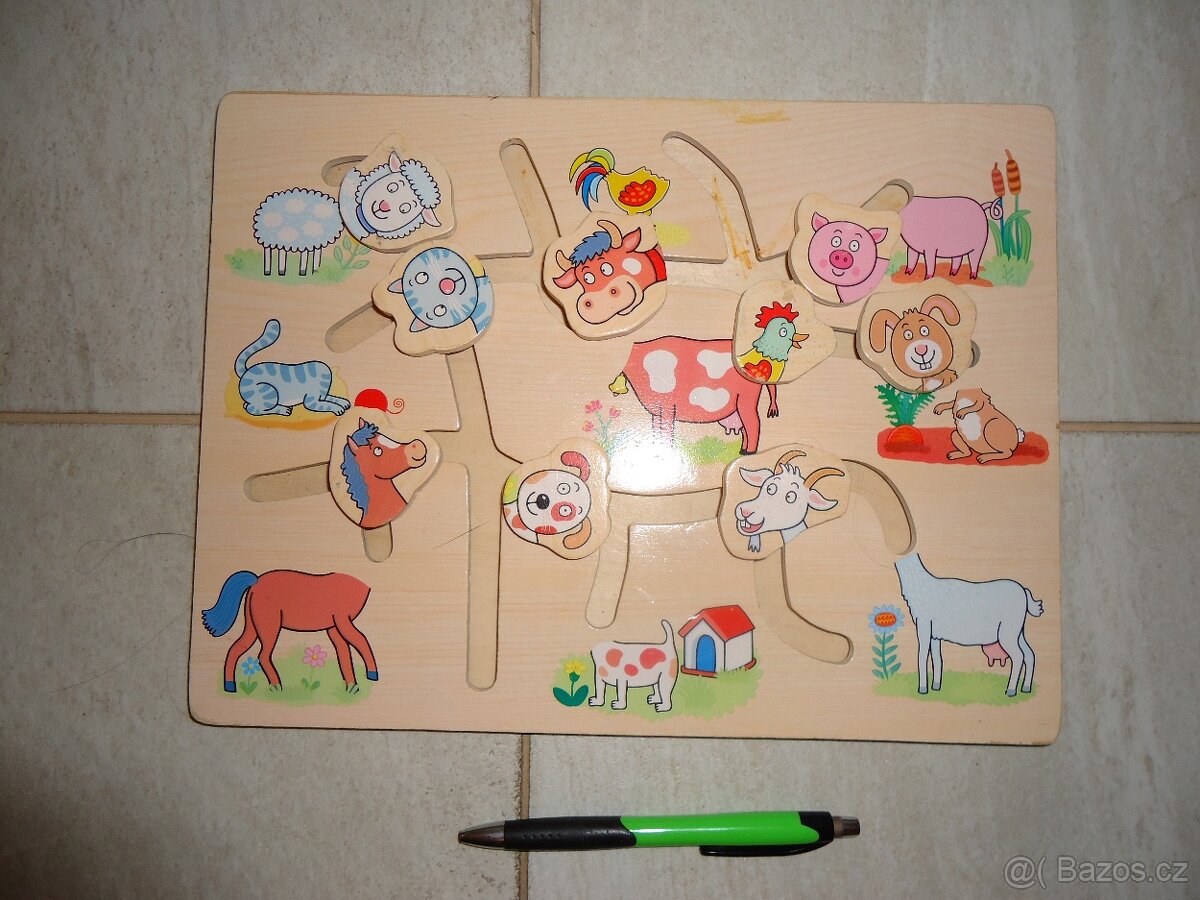 Bino Najdeš správnou hlavičku? Dřevěný motorický labyrint - 2