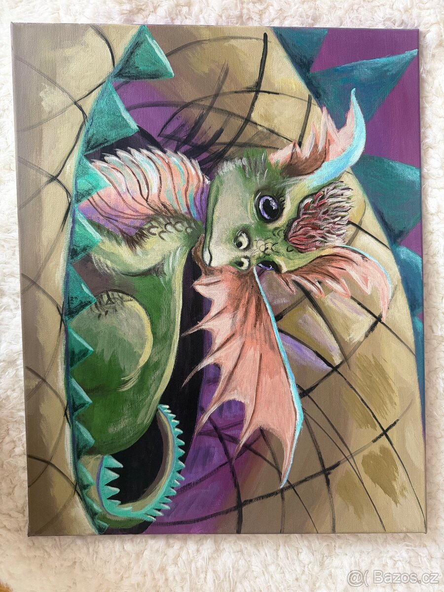 Malovaný obraz - Dračí miminko - 2