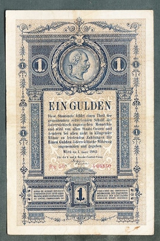 Staré bankovky Rakousko Uhersko 1 Gulden Forint 1882 - 2
