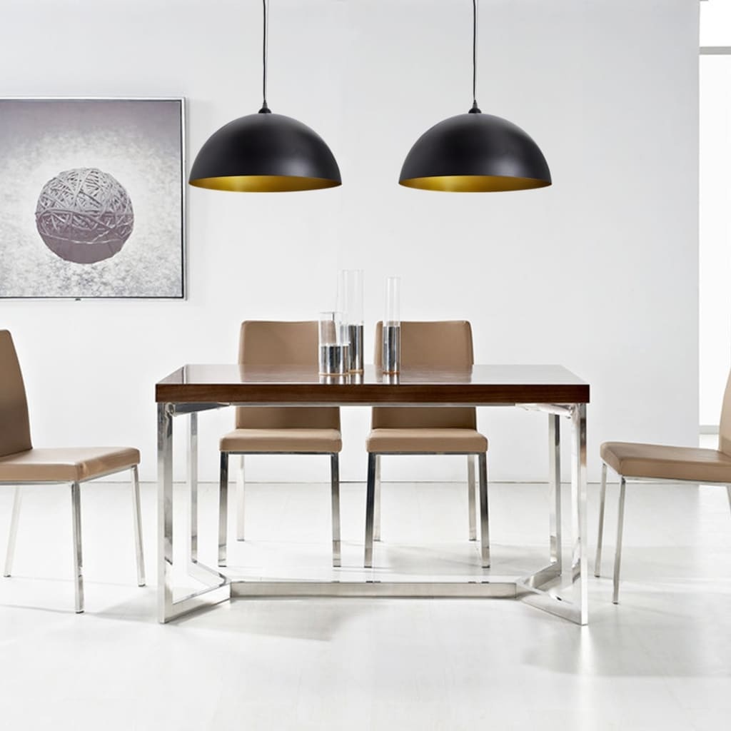 Stropní lampa polokoule 2 ks s nastavitelnou výškou černá. n - 2