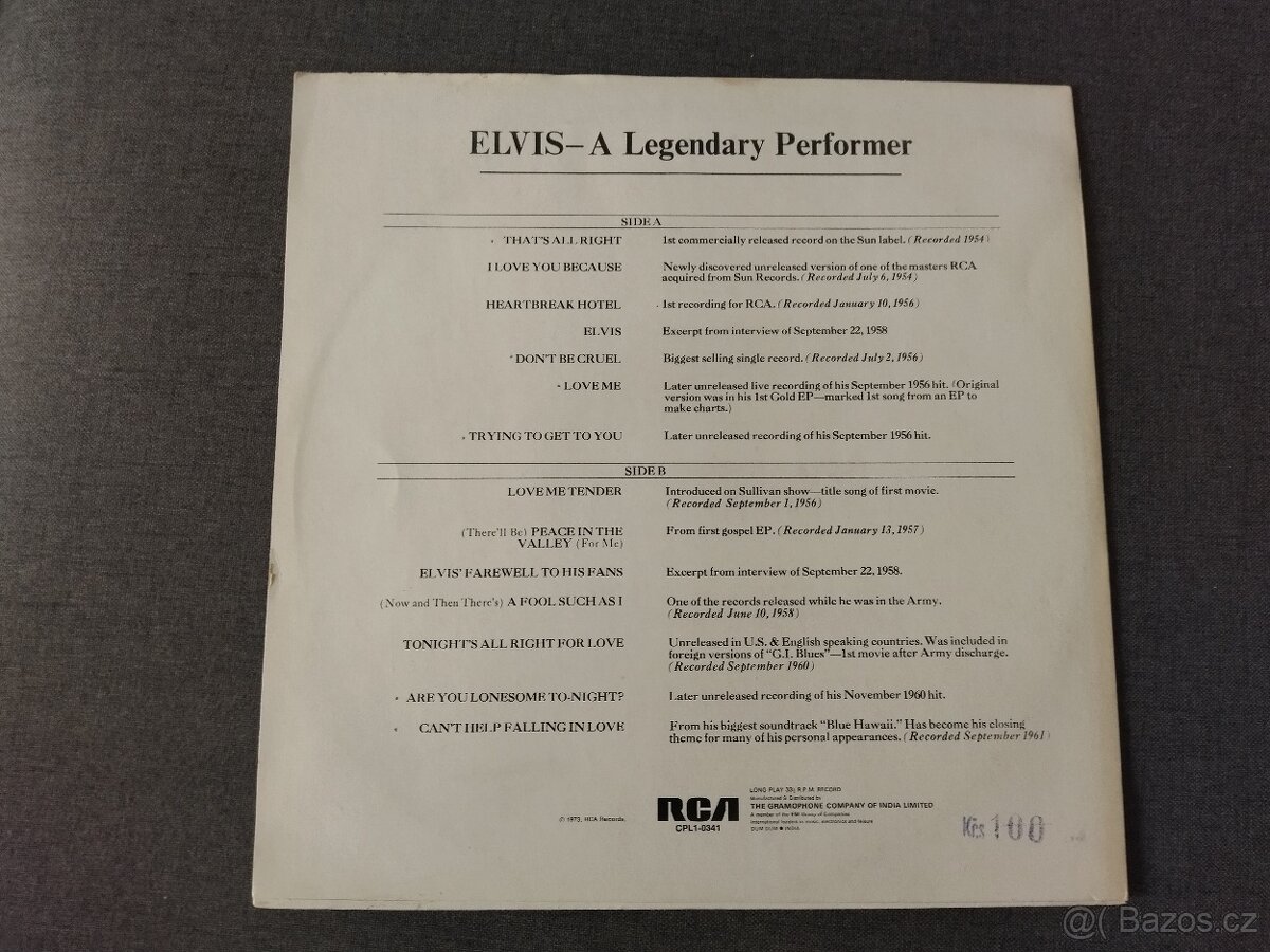 LP - ELVIS - A Legendary Performer - CPL1-0341 - 2