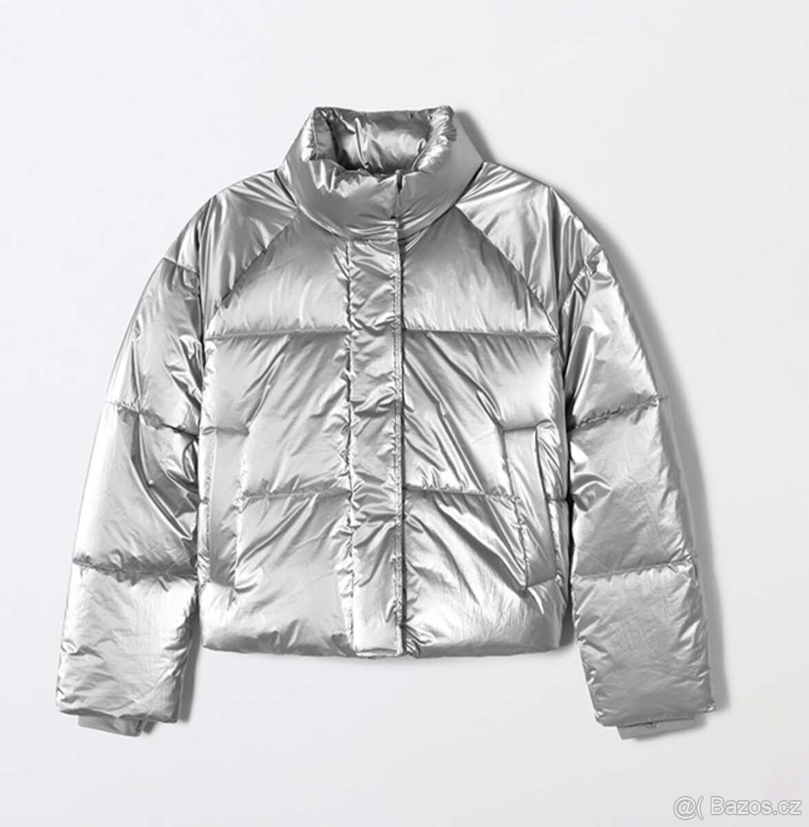 Stříbrná dámská péřová bunda - jako nová - 2