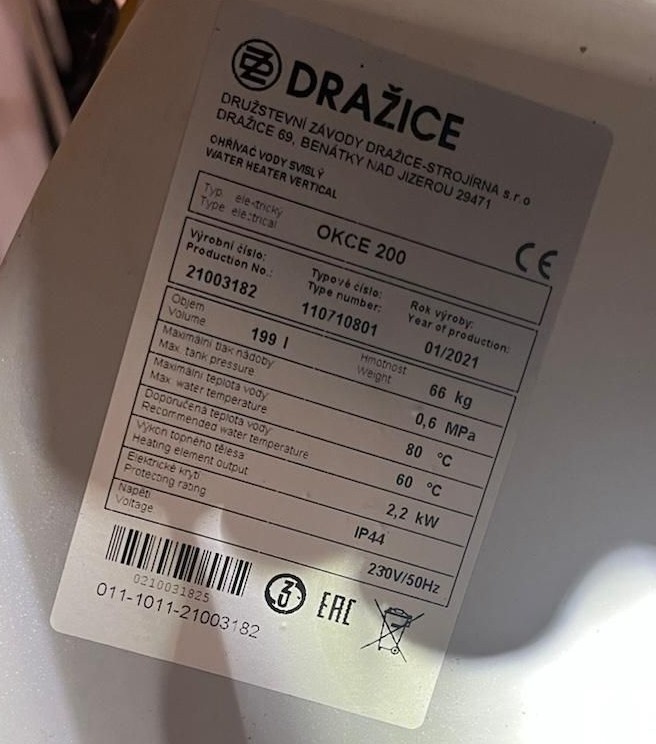 Prodáme zánovní bojler Dražice 200l - 2
