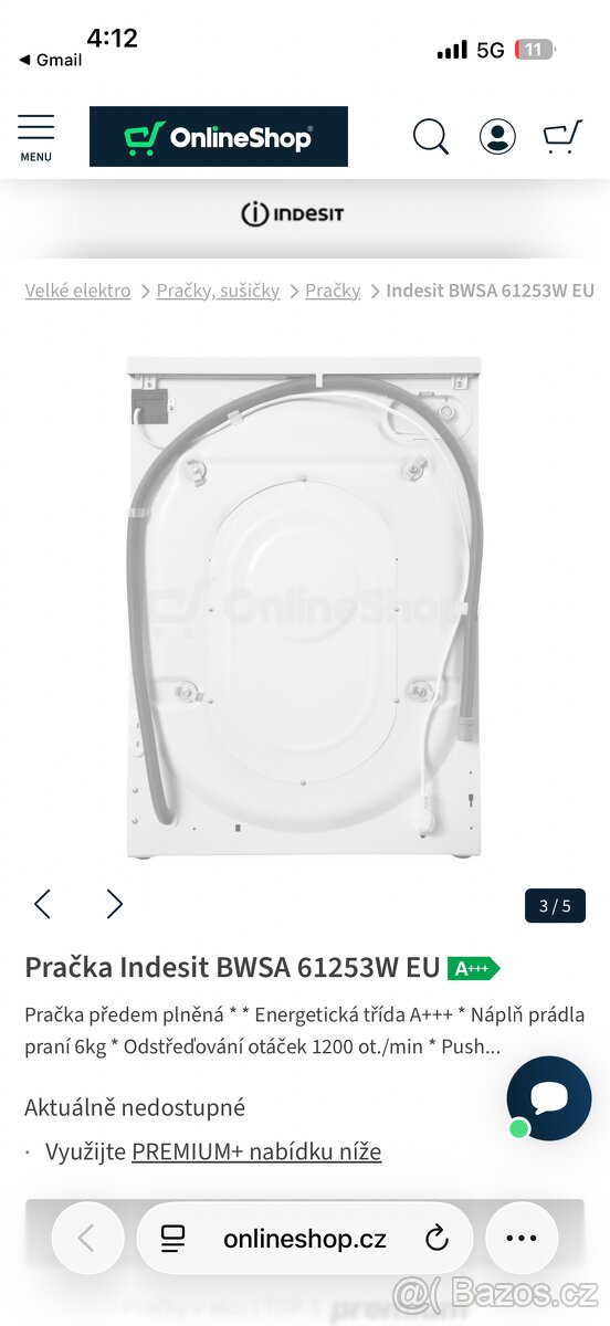Pračka Indesit BWSA 61253W EU - 2