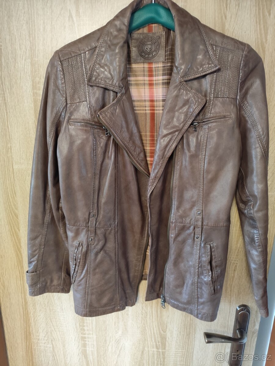 Dámská hnědá kožená bunda vel. 42 - 2