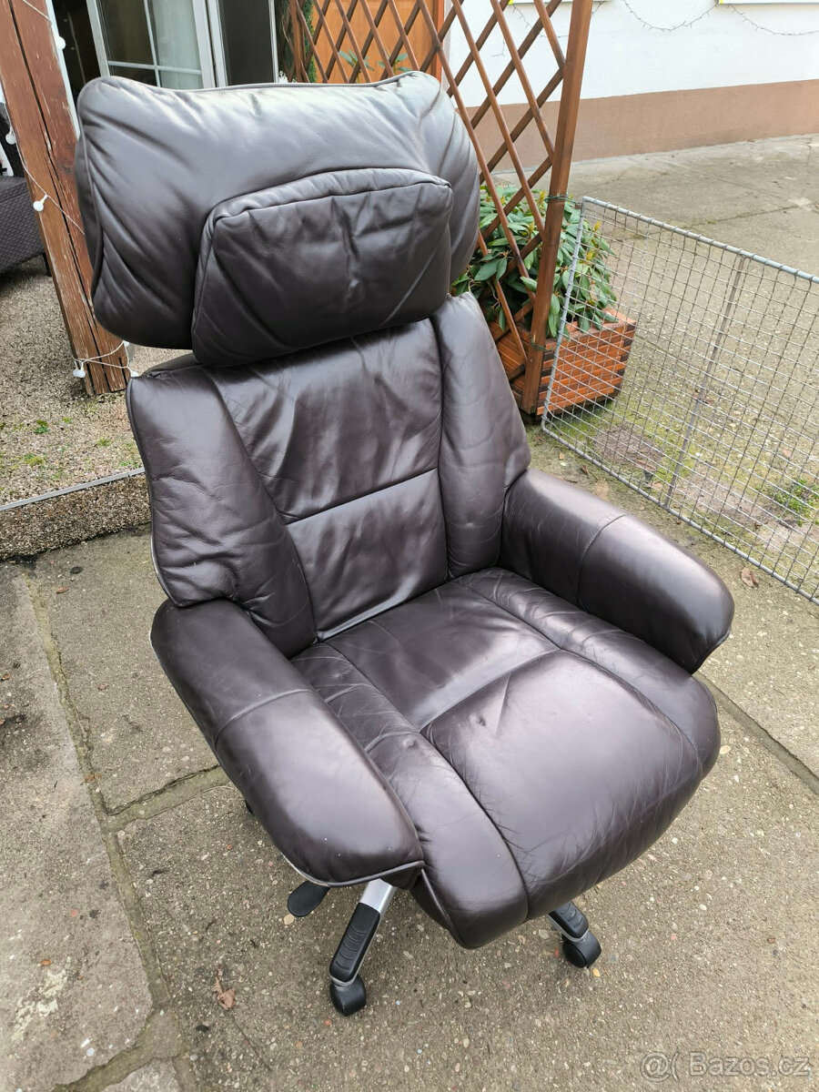 Kožené kancelářské polohovací křeslo - 2