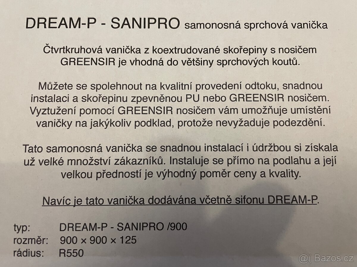 DREAM-P Sanipro - Samonosná sprchová vanička - 2