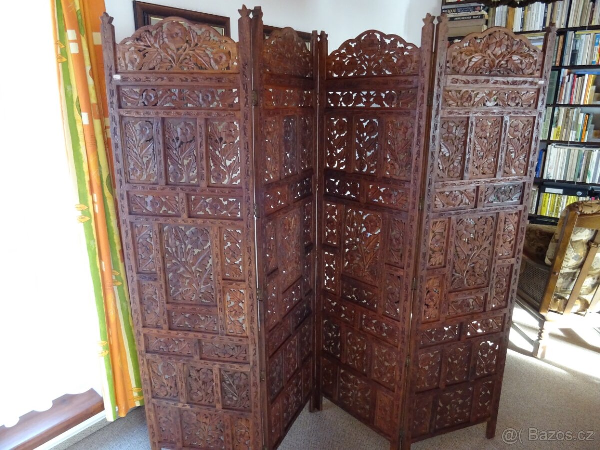 prodám orig. indický dřevěný paraván - 2