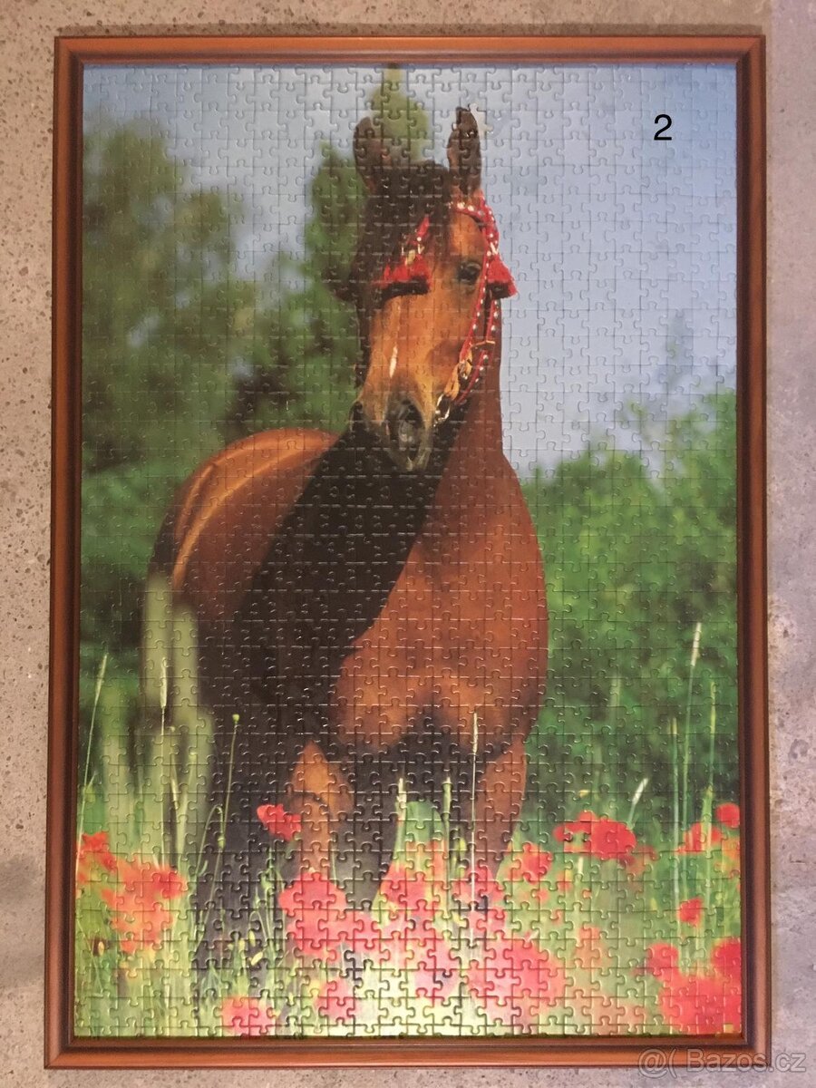 Zarámované puzzle - koně, set 4ks - 2