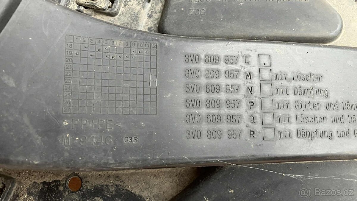 Škoda Superb 3 podběh nadkolí levé - 2