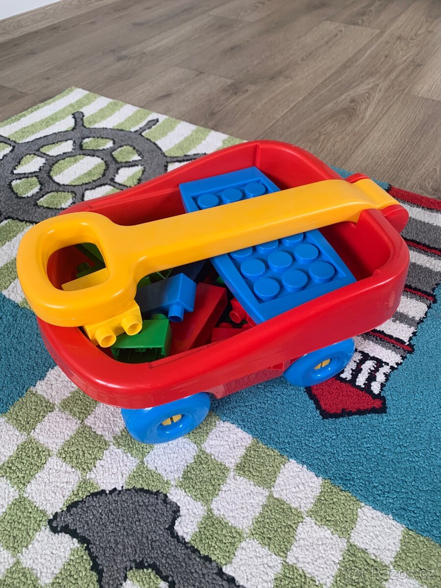 Vozík s kostkami + plastové kostky Mega Bloks - 2