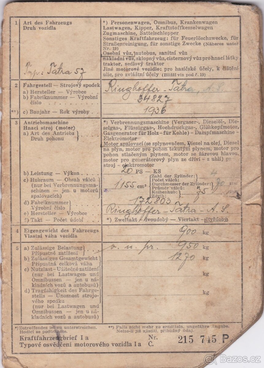 Typové osvědčení, tp Tatra 57 - 2