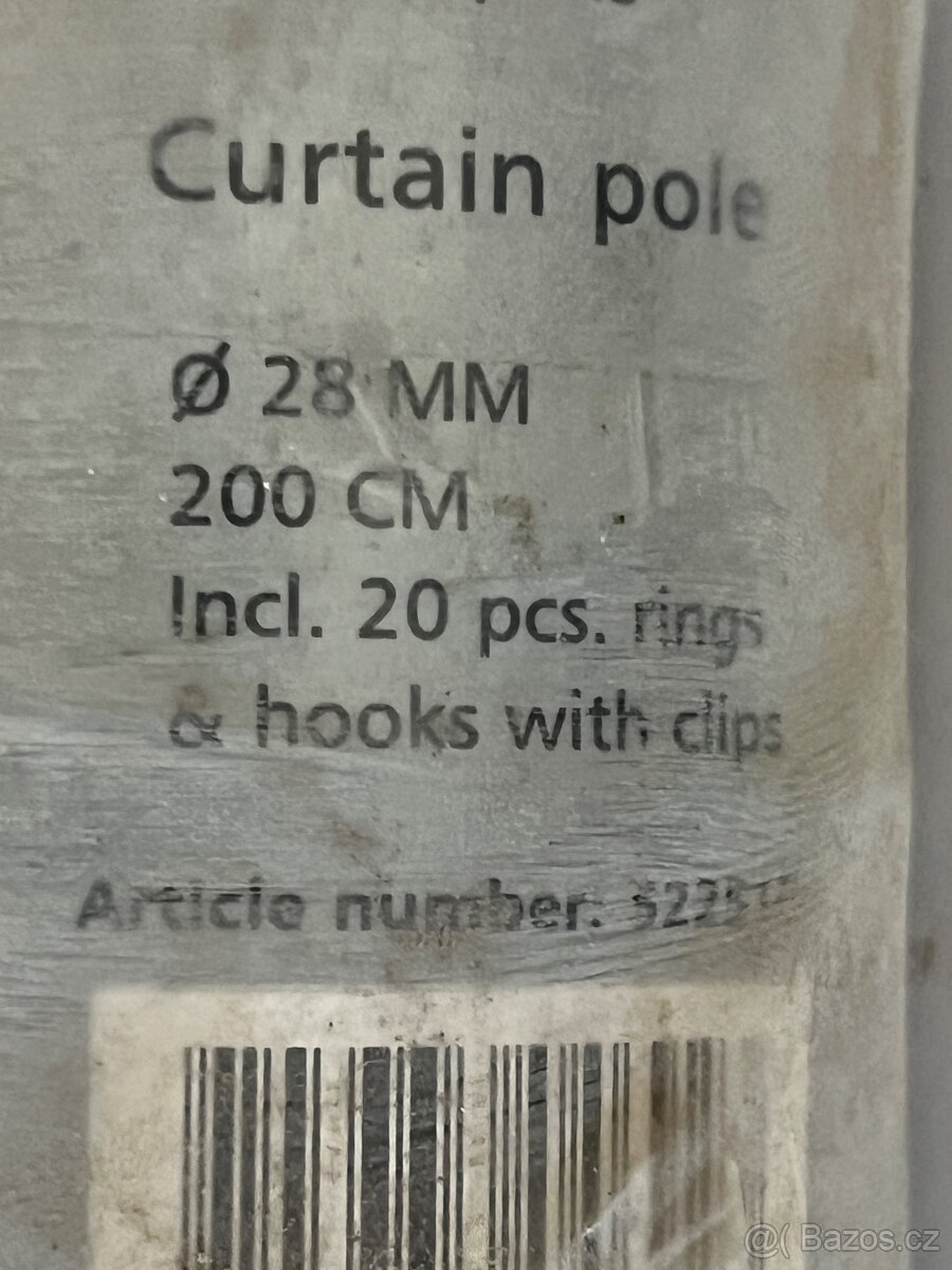 Garnýž, tyč na závěsy/záclon 2m 2ks nové s kroužky i žabkami - 2