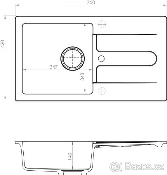 KUCHYŇSKÝ GRANITOVÝ DŘEZ ALVEUS CORTINA 110 + BATERIE/ŠEDÁ - 2