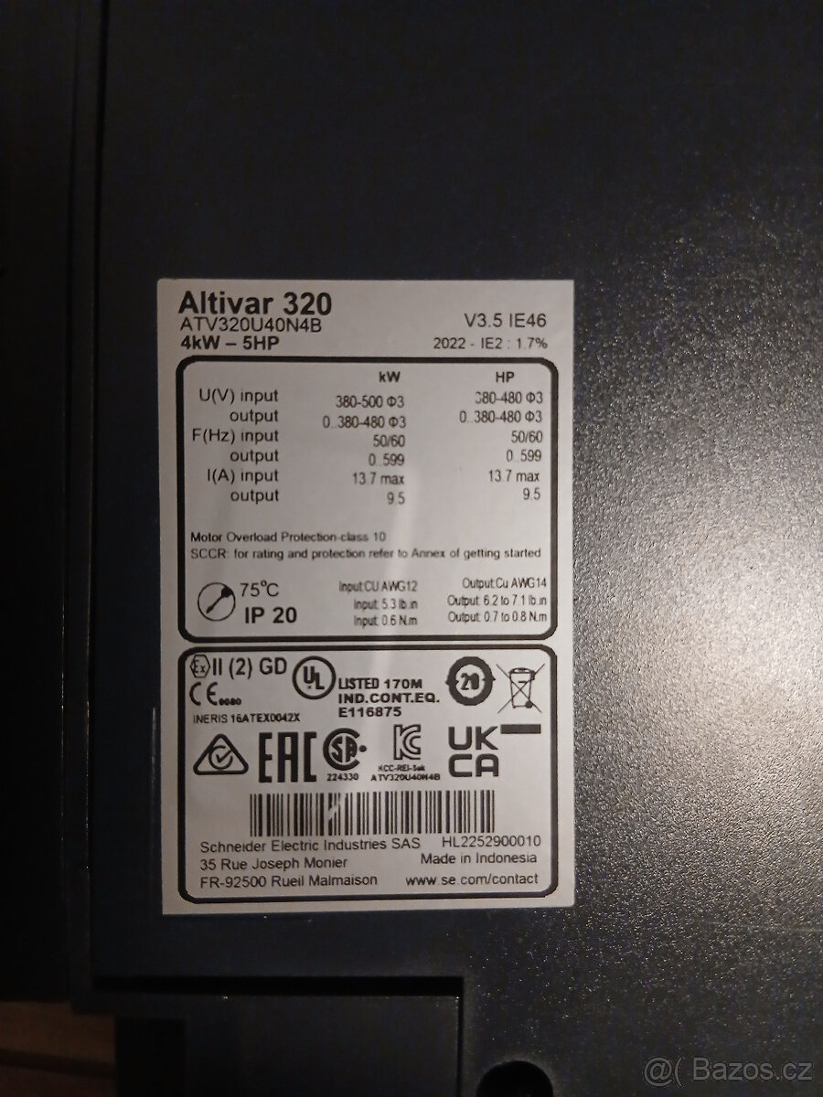 Frekvenční měnič Schneider 4kW - 2