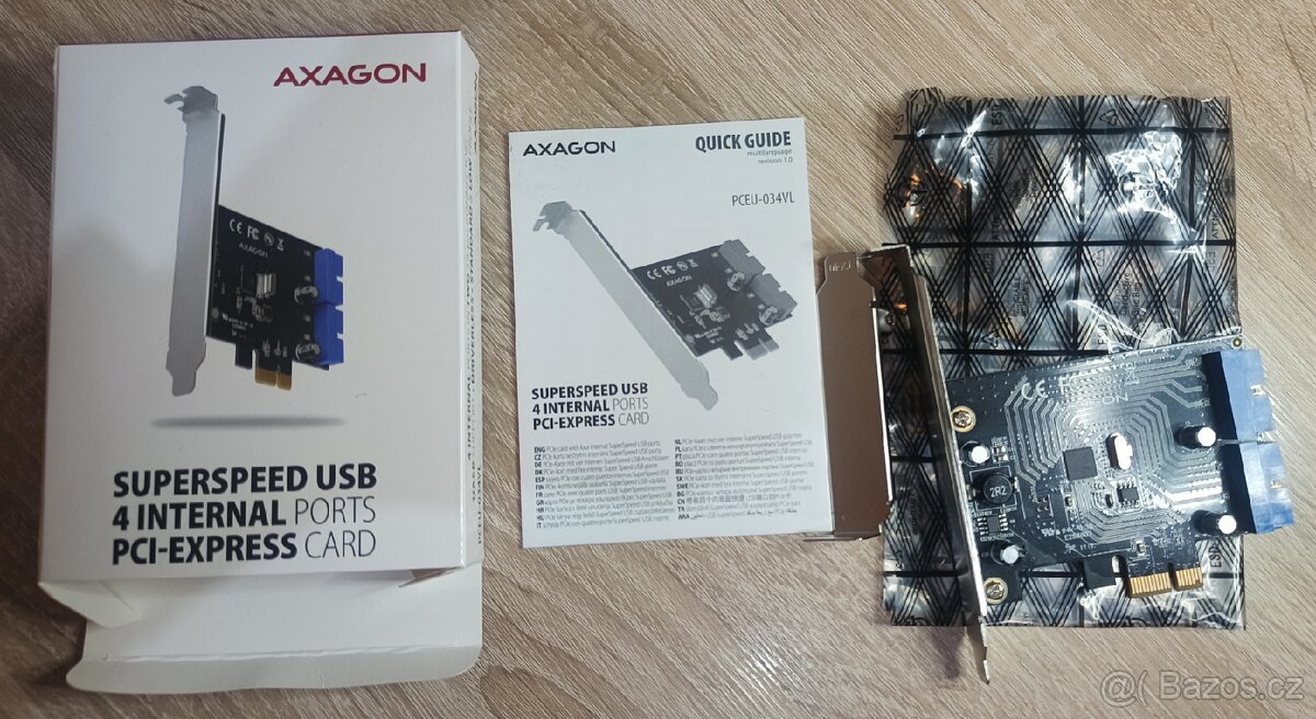 AXAGON PCEU-034VL, PCIe řadič, 2x interní 19-pin USB 3.2 - 2