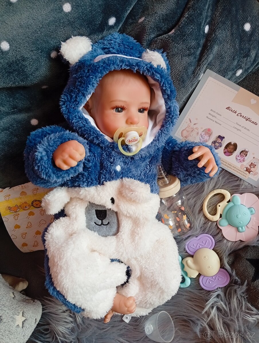 Realistická Reborn panenka Leví modrý medvidek - 2