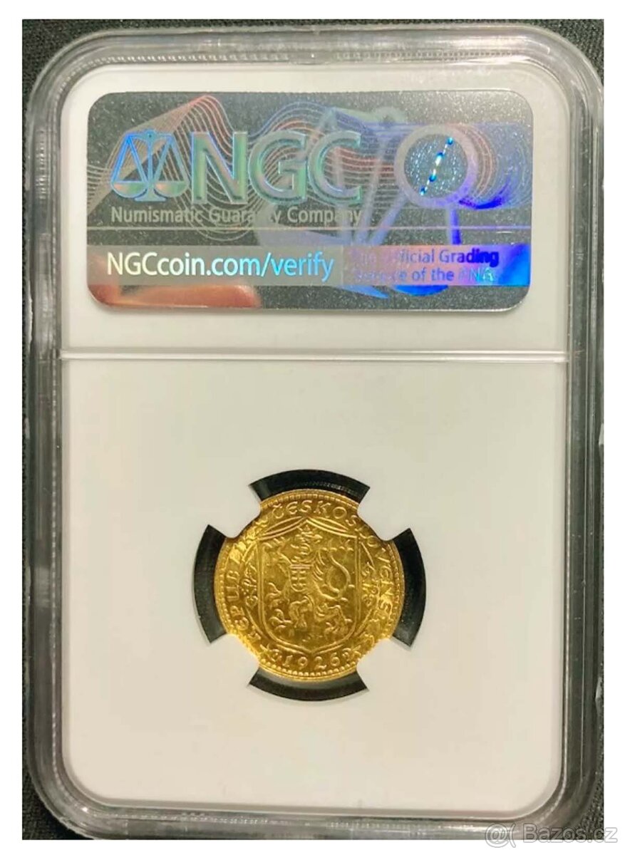 Svatováclavský dukát 1926, certifikace NGC MS 65 - 2
