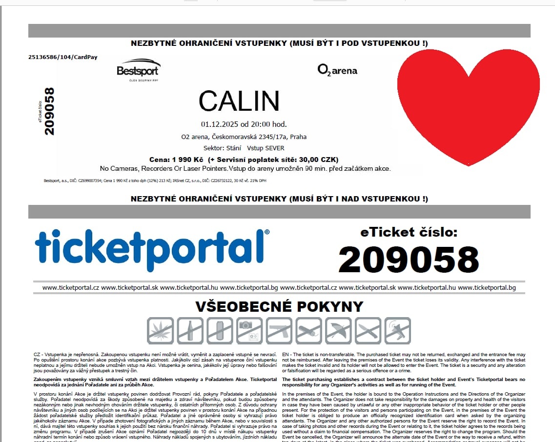 Calin o2 Praha 1.12. - 2