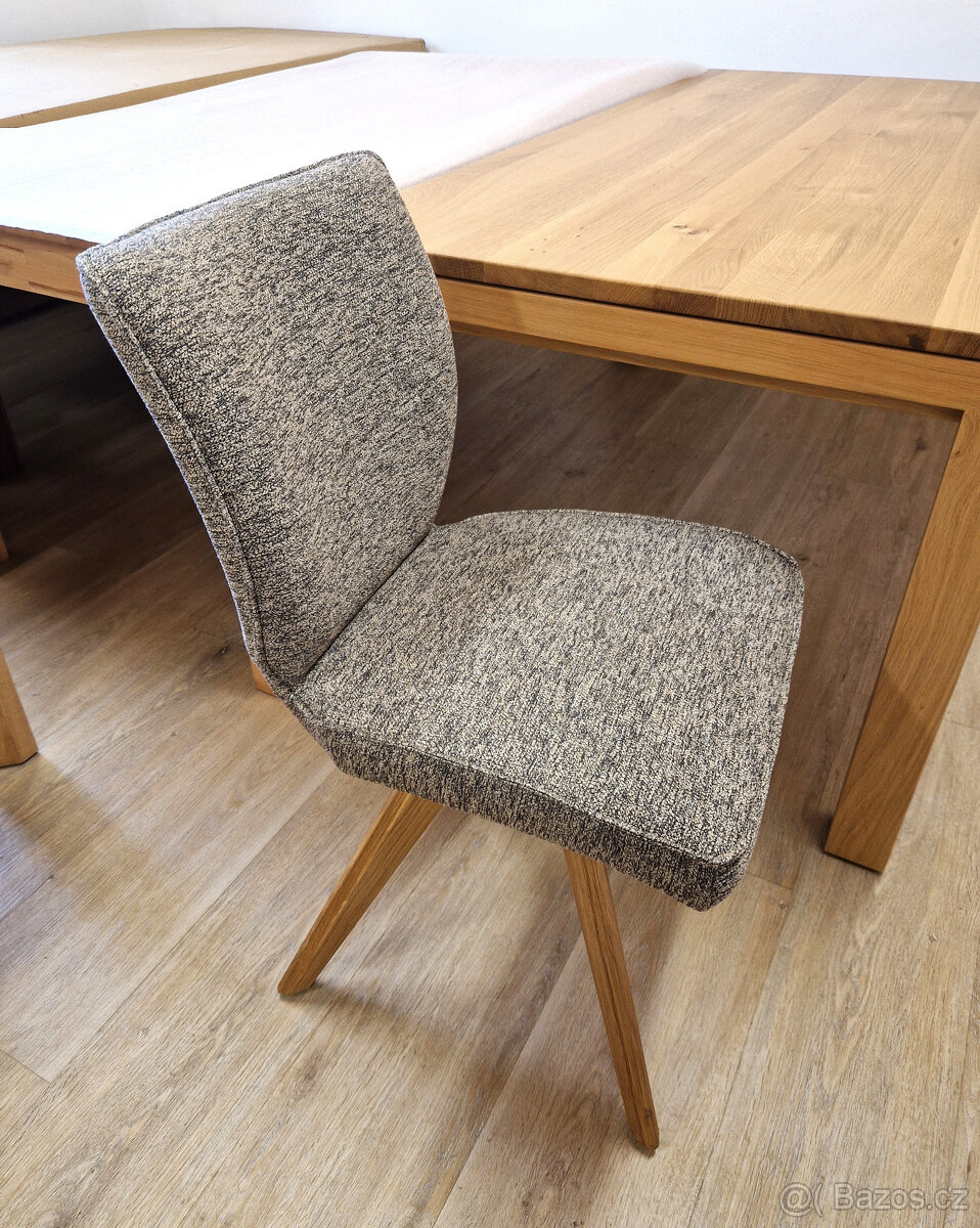 Nová židle šedý melír + nohy masiv dub - 2