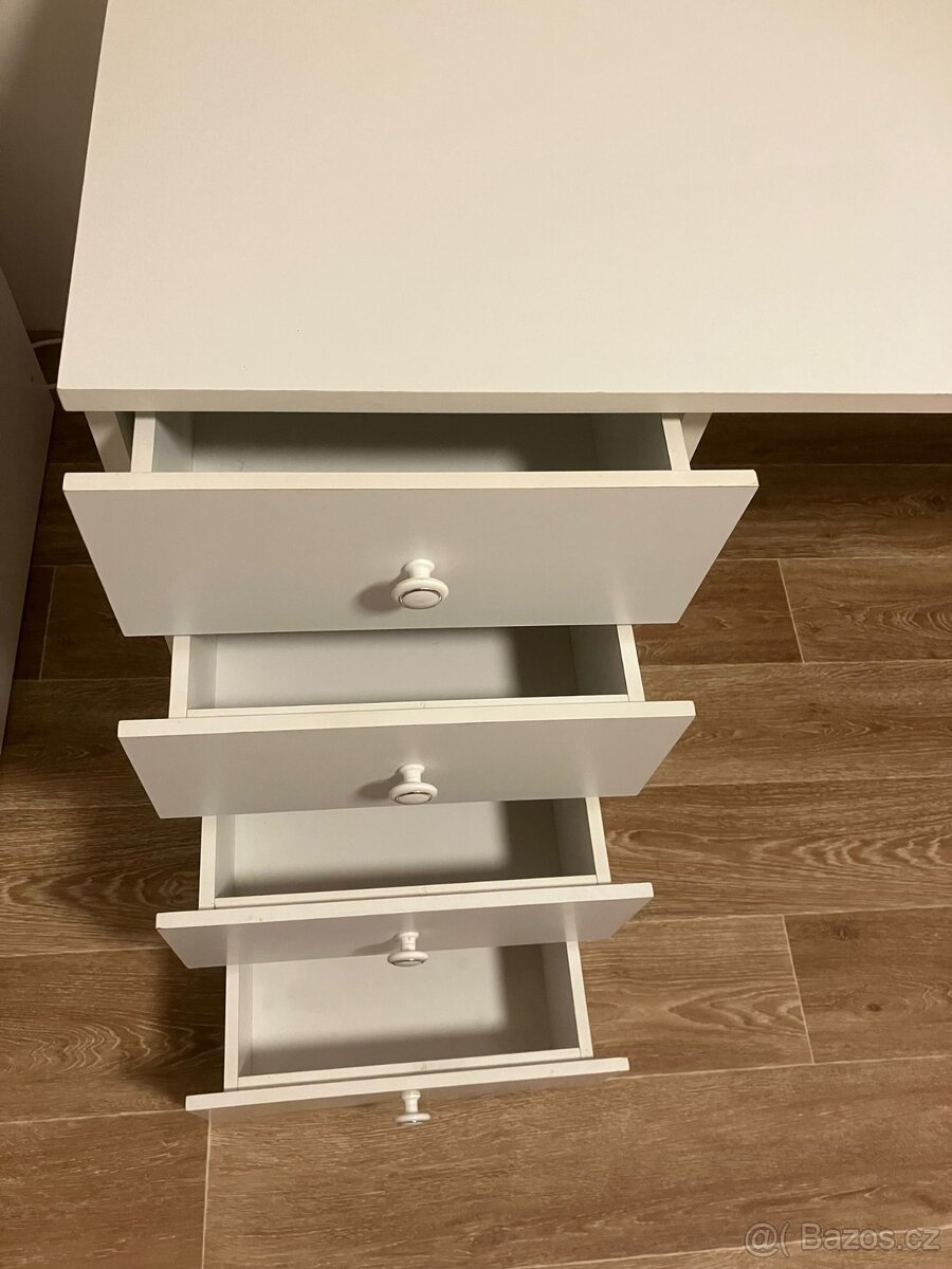 Psací stůl 140×60 cm – bílý, 4 šuplíky - 2