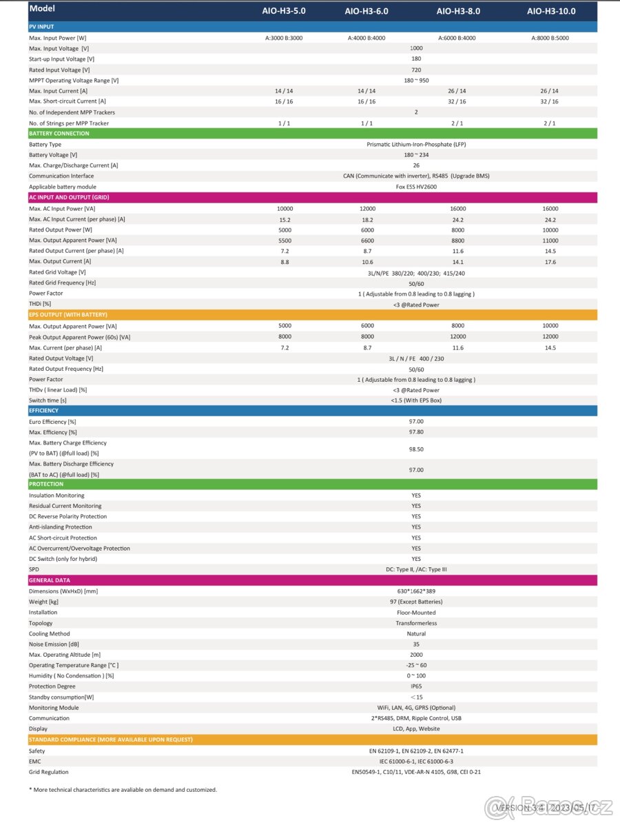 Hybridní měnič Foxess AIO H3-5.0 - 2