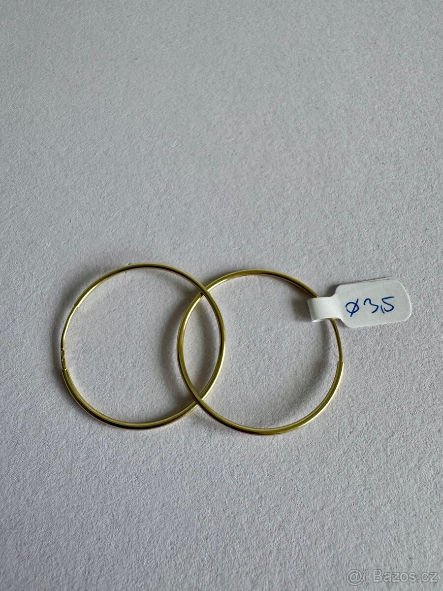 Zlaté náušnice 14K, 2,10 g, průměr 3,5 cm - 2
