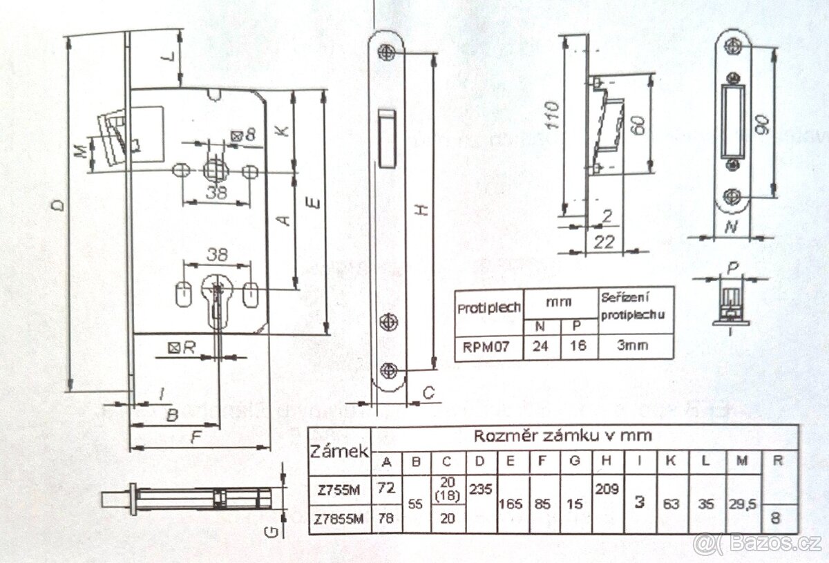 Magnetický zámek EFB, stavitelný protiplech nerez - 2