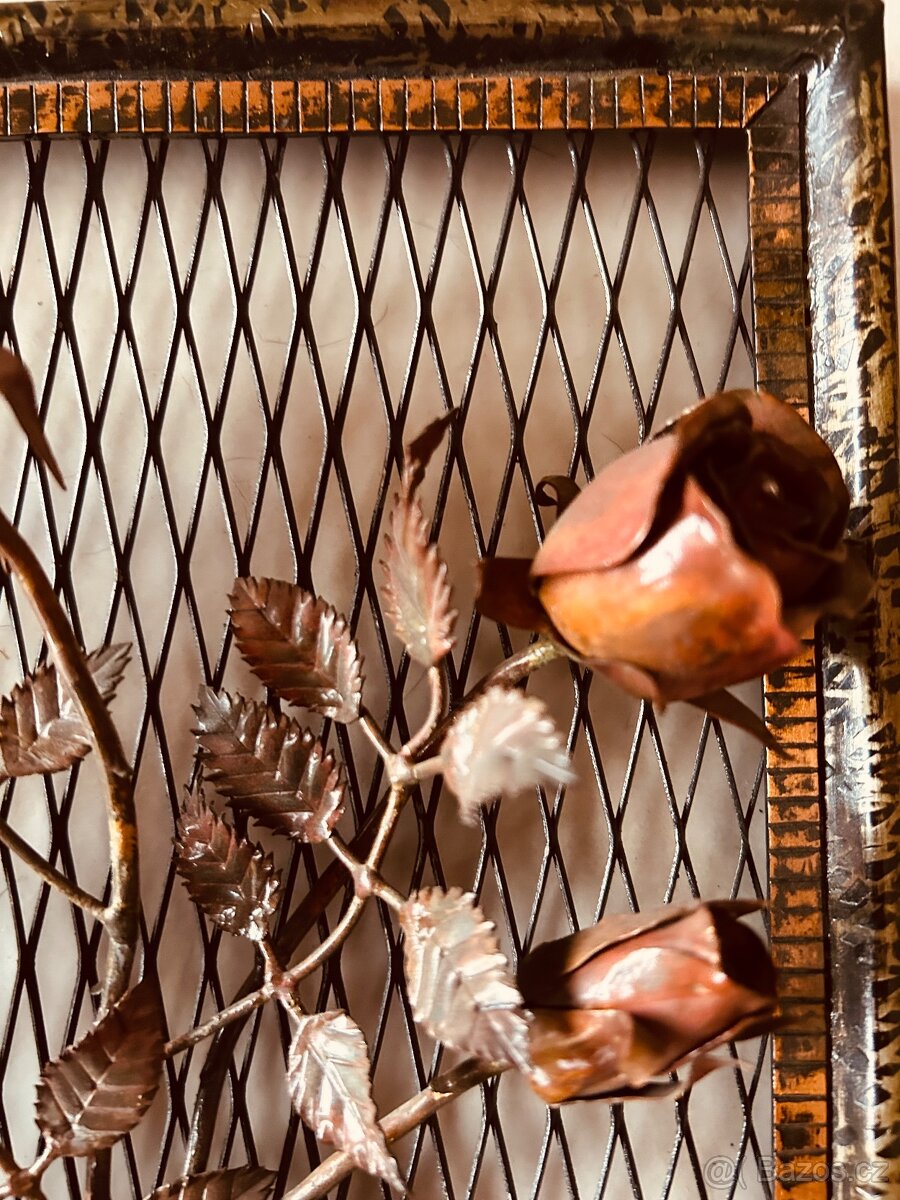 Kovový obraz -růže - 2