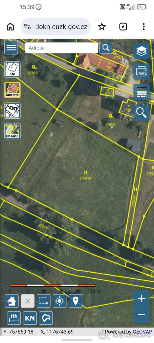 Pozemek Kamenný Újezd - 2