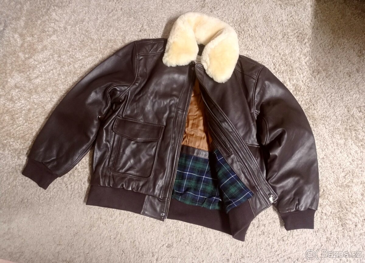 NOVÁ letecká kožená bunda G-1 - XL - 2