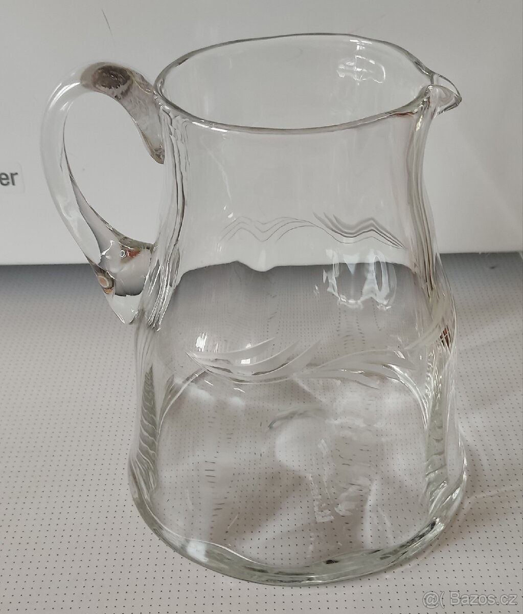 Starý skleněný džbán / 1,5L. - 2