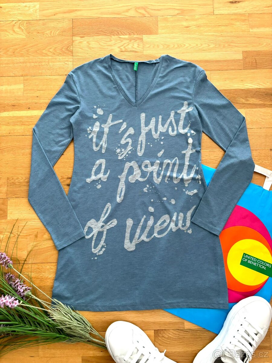 BENETTON dlouhá tunika tričko S - 2