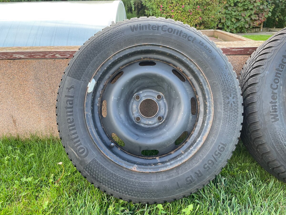 Sada kol R15, 4x108 + zimní pneu Continental - 195/65 R15 - 2
