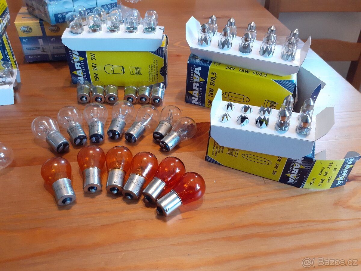 Žárovky 24V H7, H4, R5W, R10W, PY21W, P21W, W5W, T4W, C5W,.. - 2