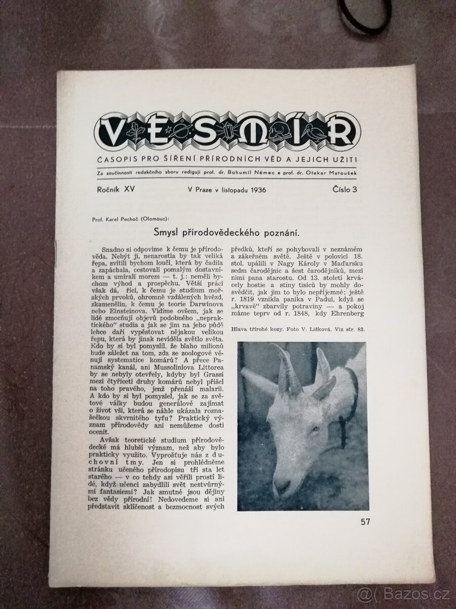 Prodám časopis VESMÍR, ročník XV. - 2
