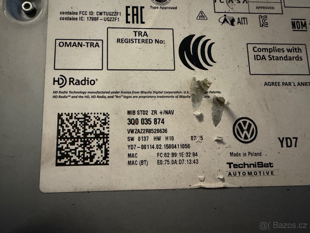Passat b8 -3Q0 035 874 Radio - 2