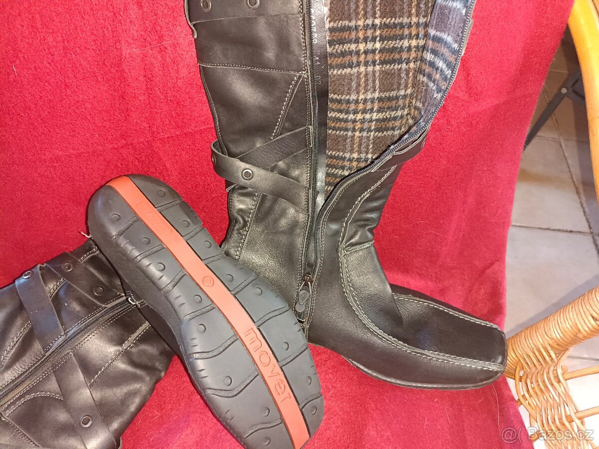 Dámské černé kožené kozačky - 2