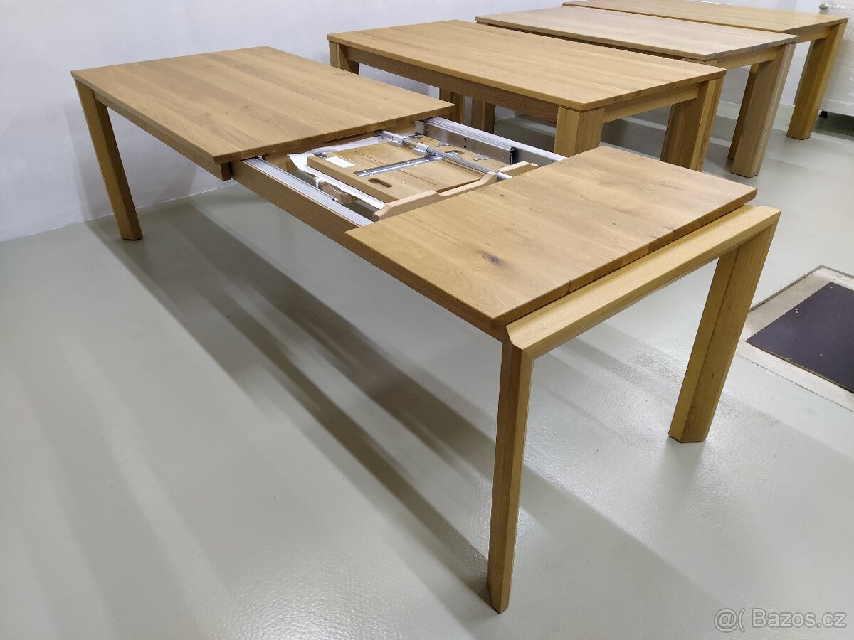 Nový jídelní stůl dub masiv 90x180+2x45 cm - 2