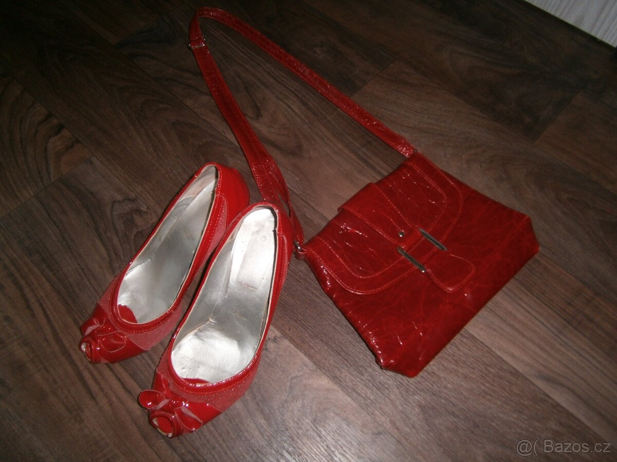 ITALSKÉ KOŽENÉ LODIČKY vel.39+KABELKA - 2